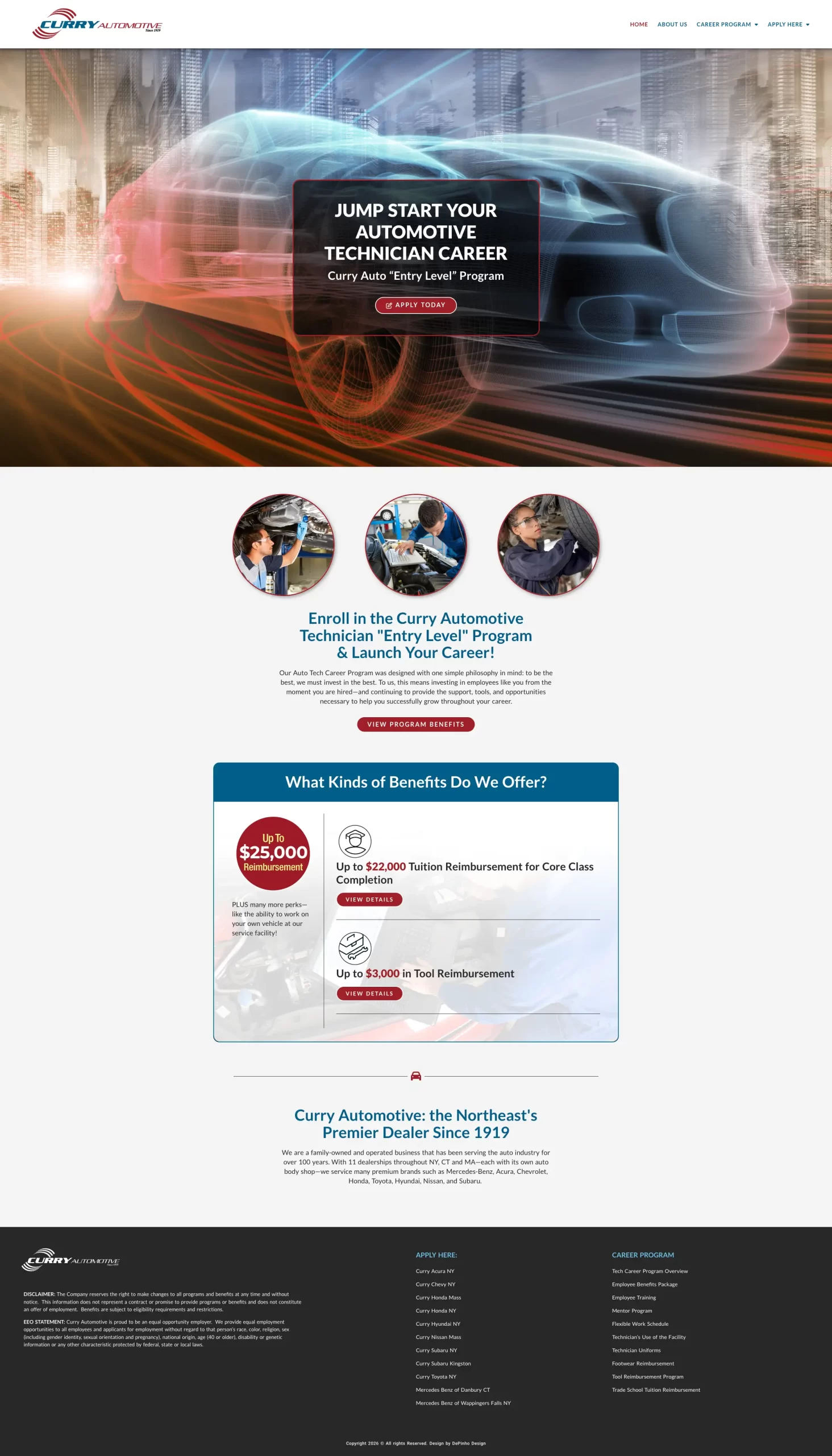 CURRY AUTOMOTIVE TECHNICIAN CAREER website by DePinho Design