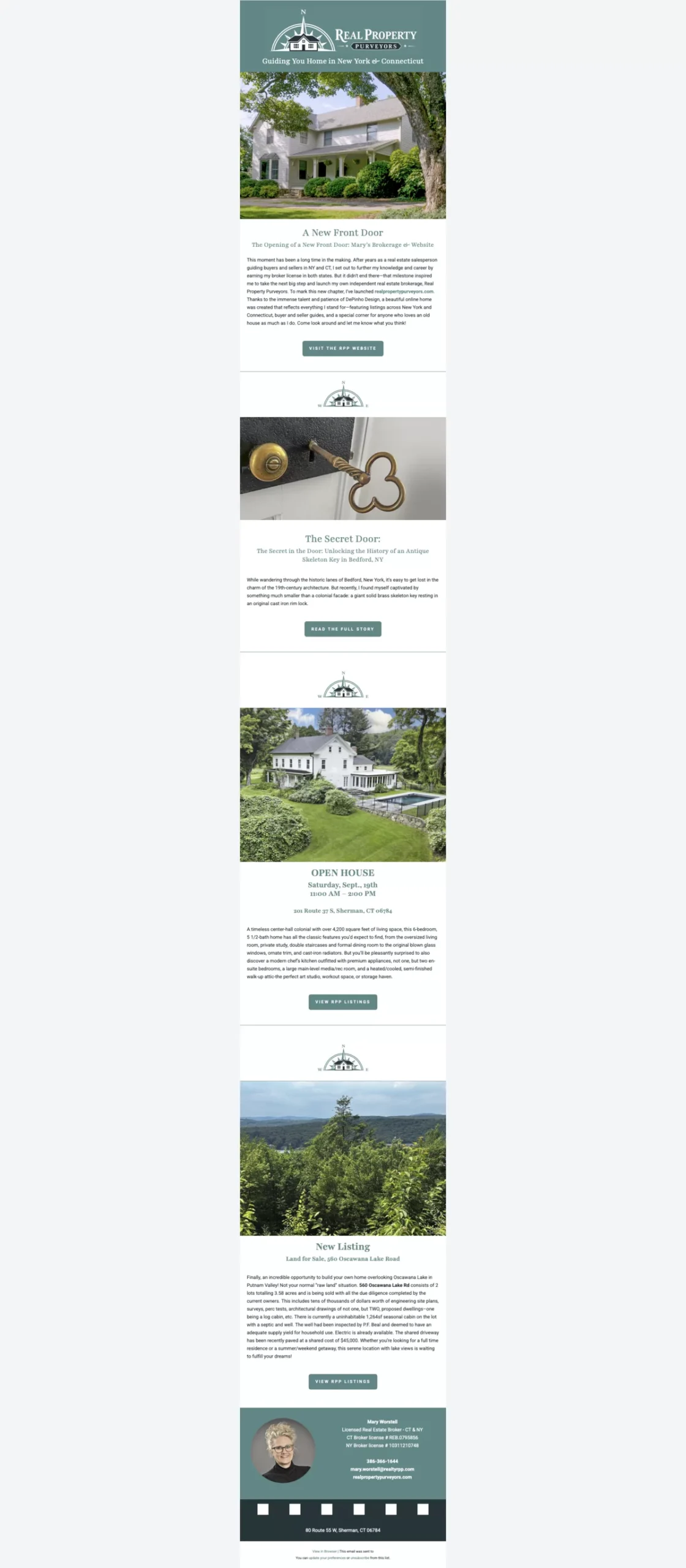 Real Property Purveyors digital email newsletter designed by DePinho Design