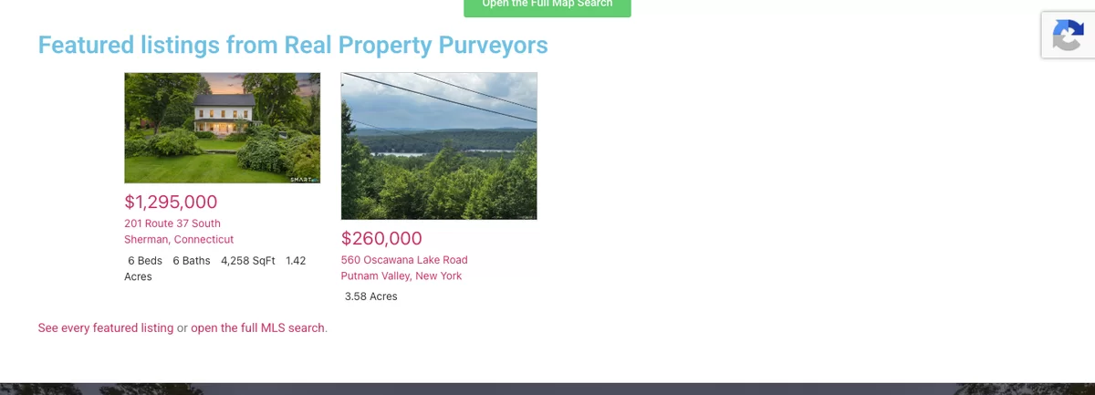 IDX Broker featured MLS listings integrated on the Real Property Purveyors website by DePinho Design