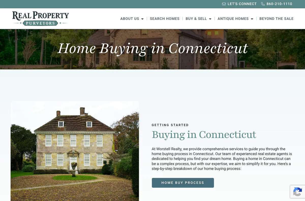 Real Property Purveyors Home Buying in Connecticut location page by DePinho Design